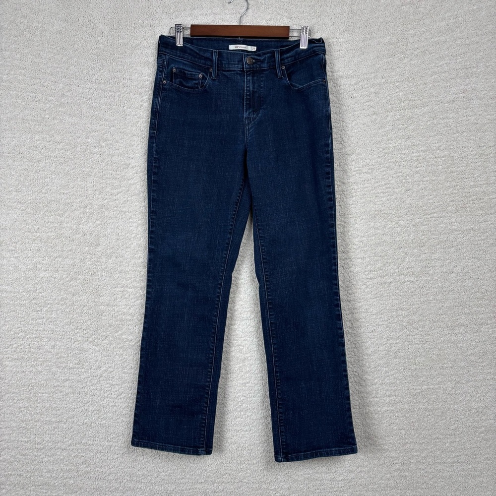 Levis Jeans Womens 29 Blue 505 Straight Leg Mid Rise 5 Pocket Stretch Denim